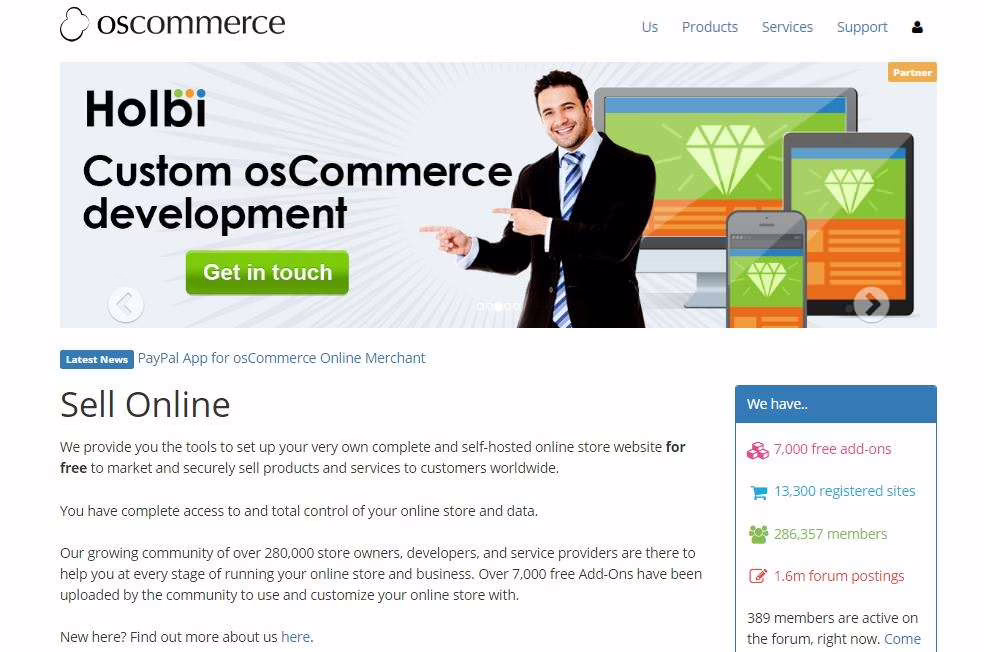 OsCommerce CMS piattaforma ecommerce open source