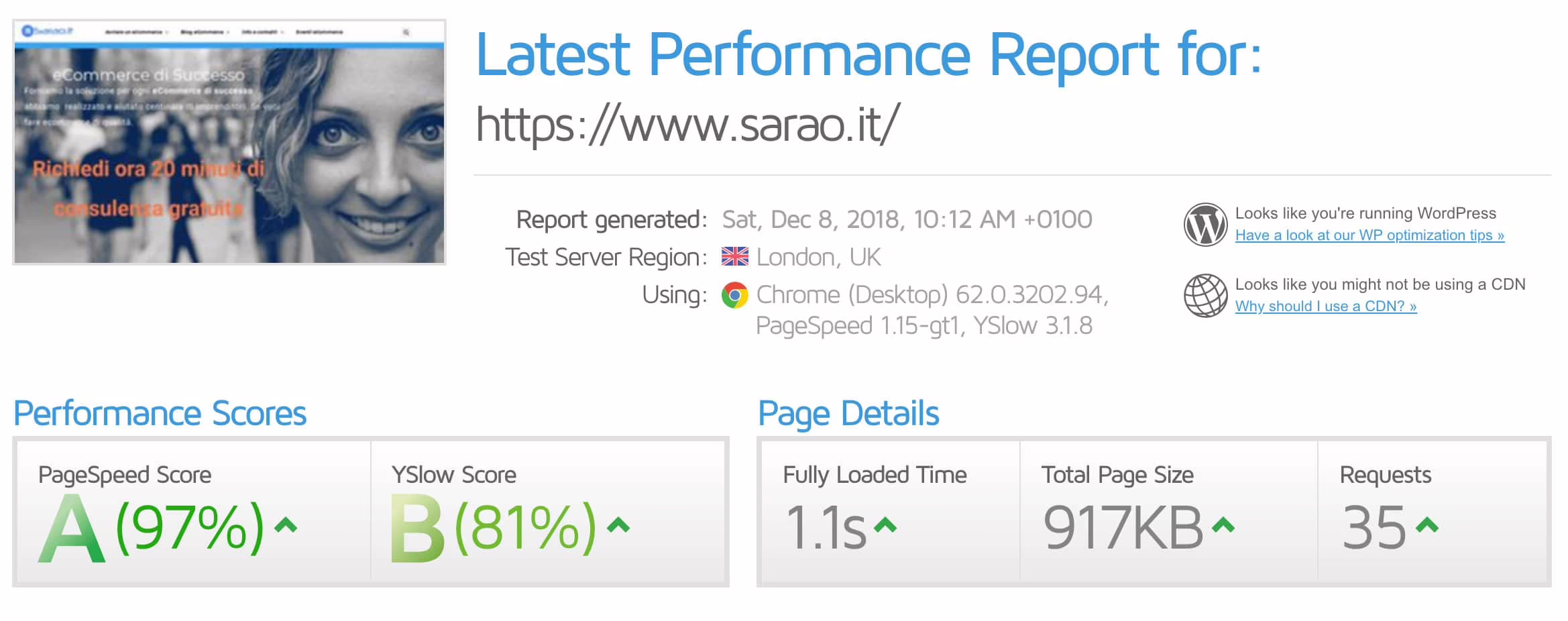 analisi ecommerce con gtmetrix