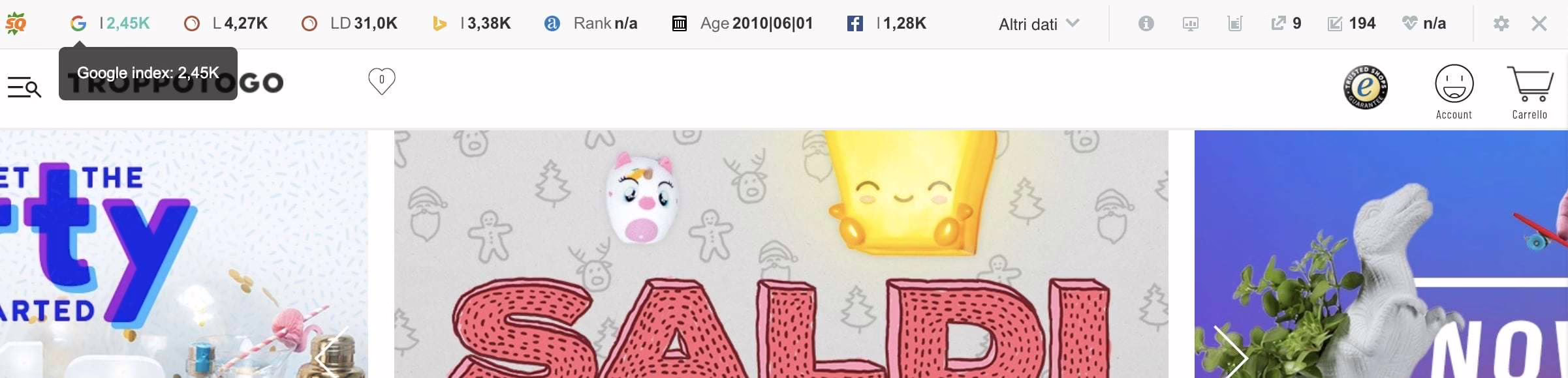 analisi ecommerce con seoquake